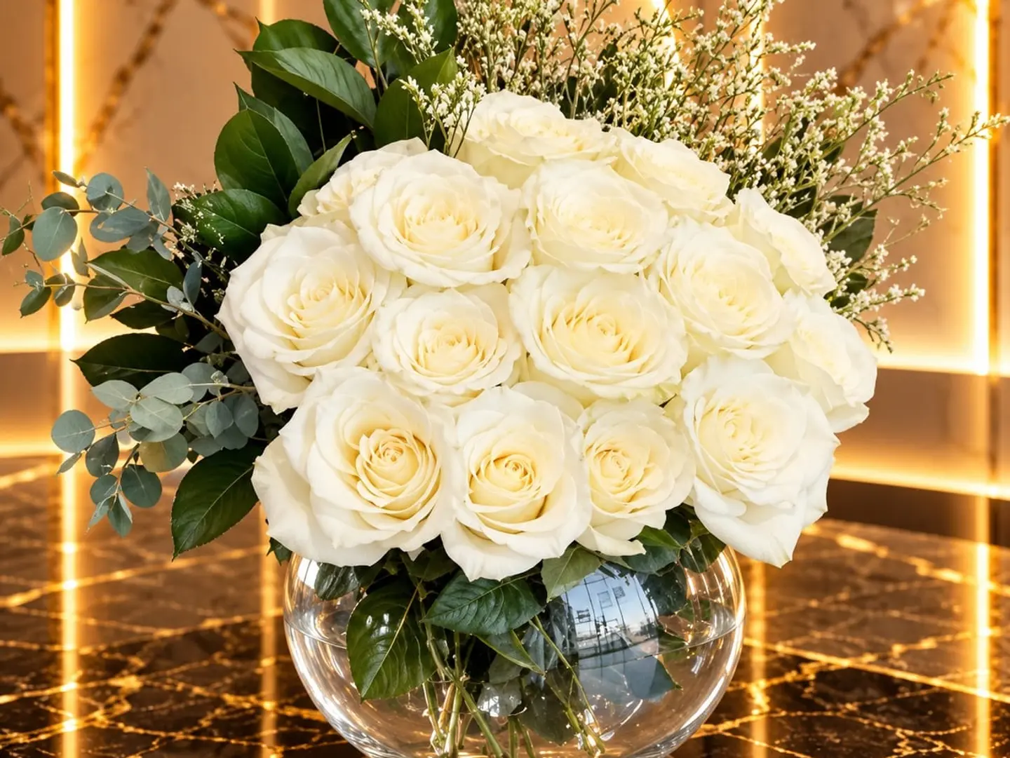 White Flowers Vase