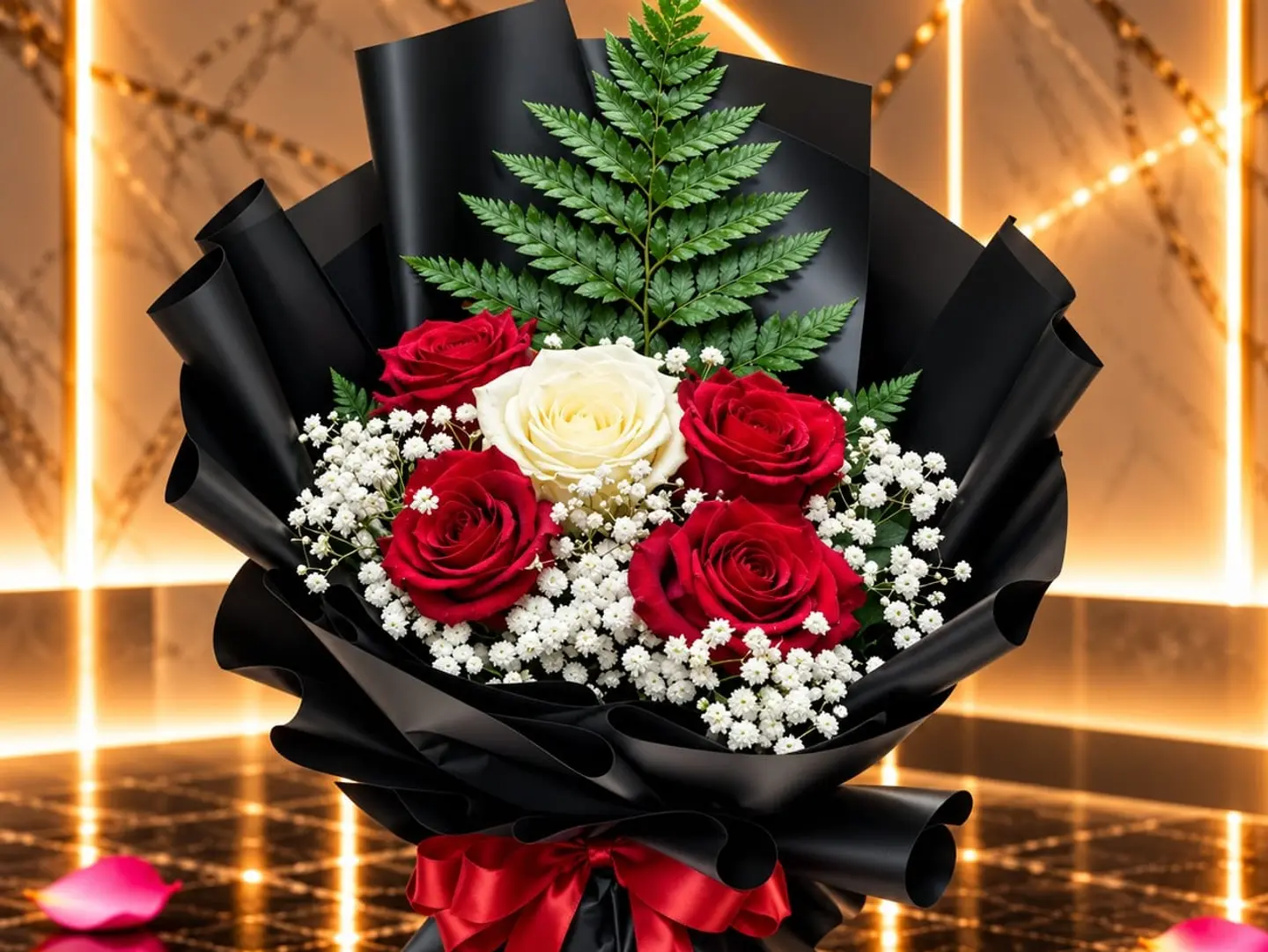 White In Red Bouquet