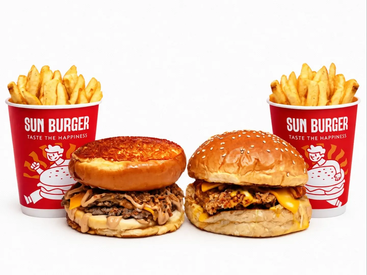 Sun Beef Burger+ Honey Mustard Burger Combo+ 2 Fries