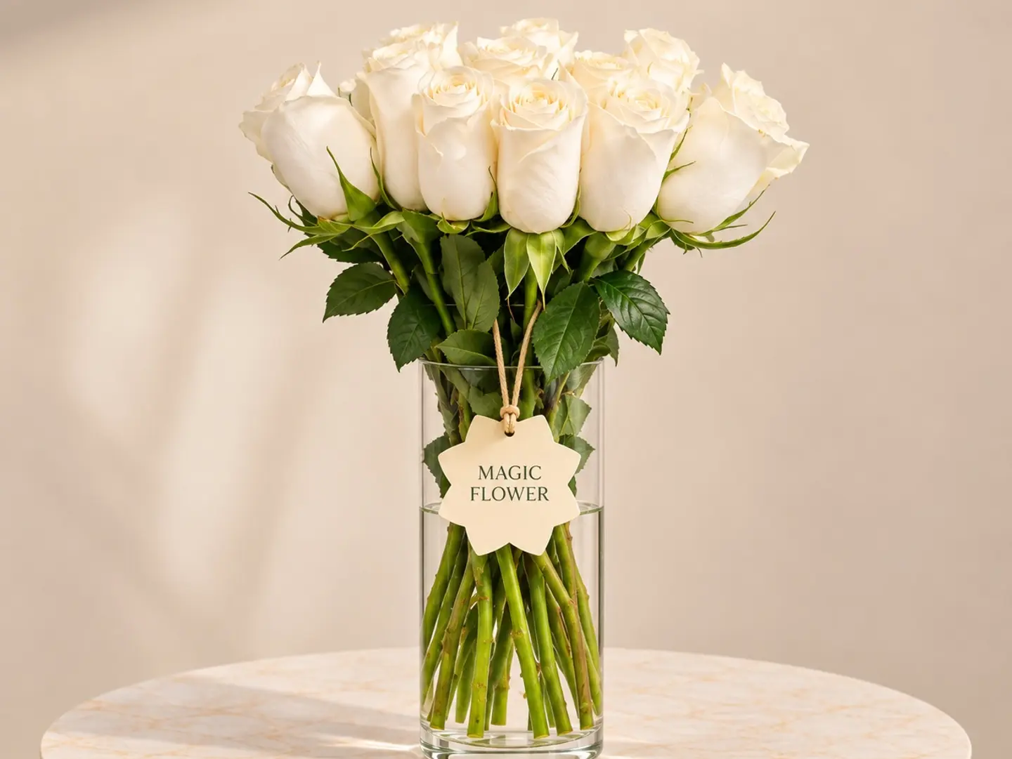 Classic White Rose Glass Vase