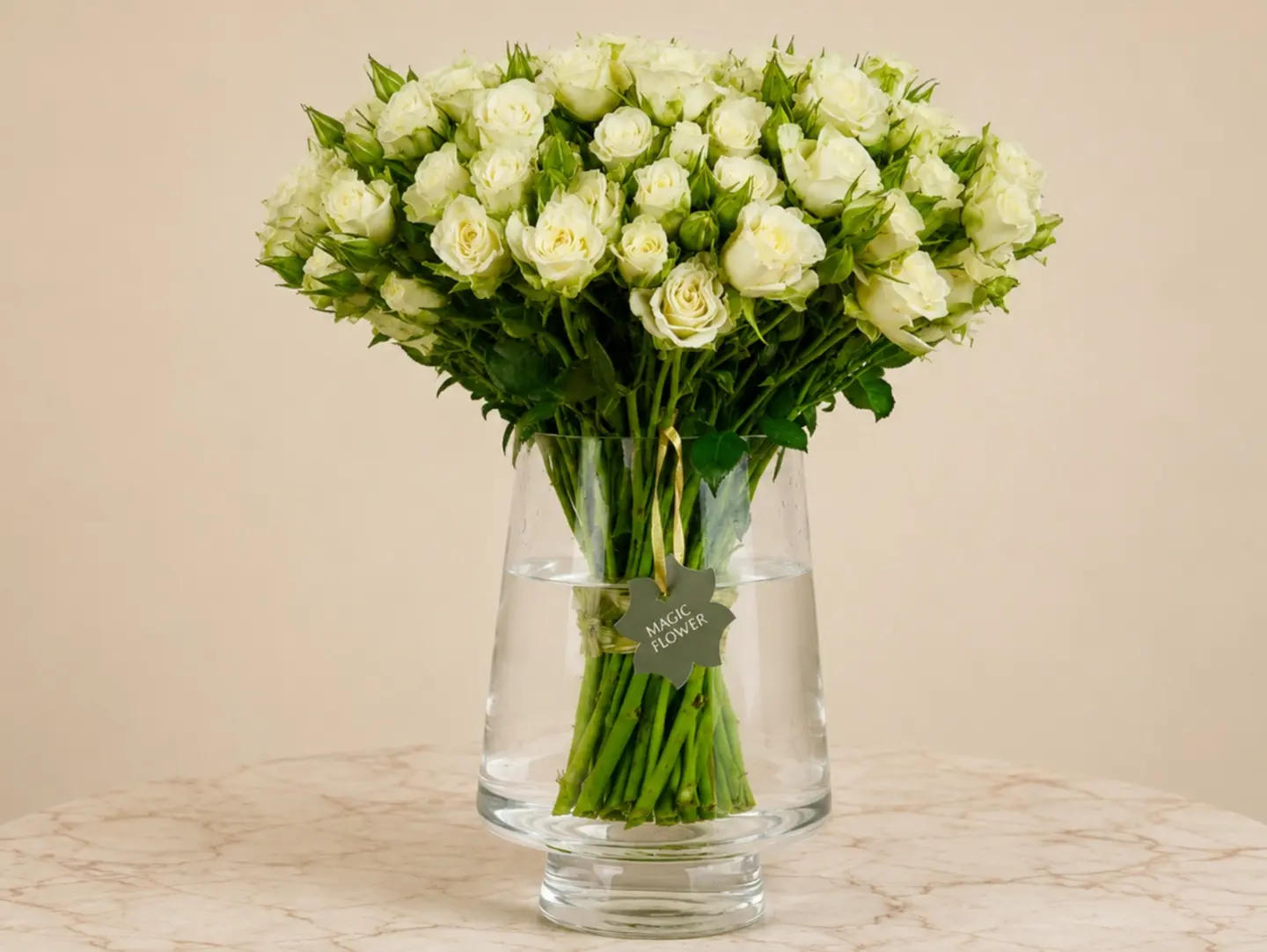 White Baby Rose Glass Vase Ethereal Ivory