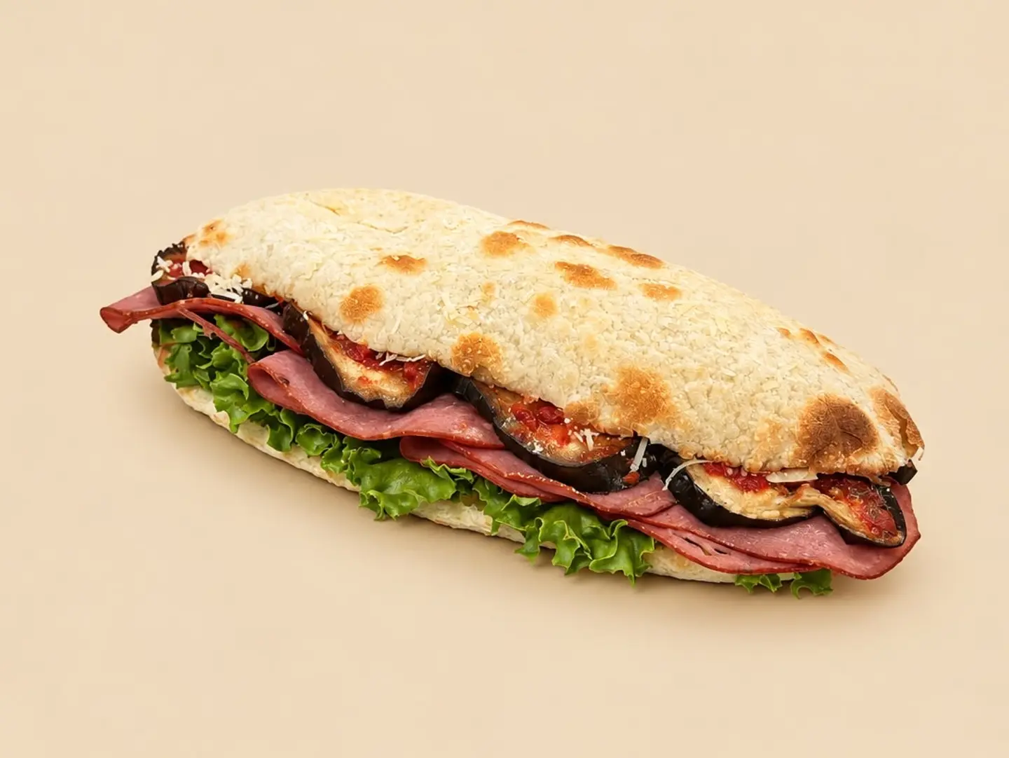 Roast Beef Sandwich On Focaccia Bread