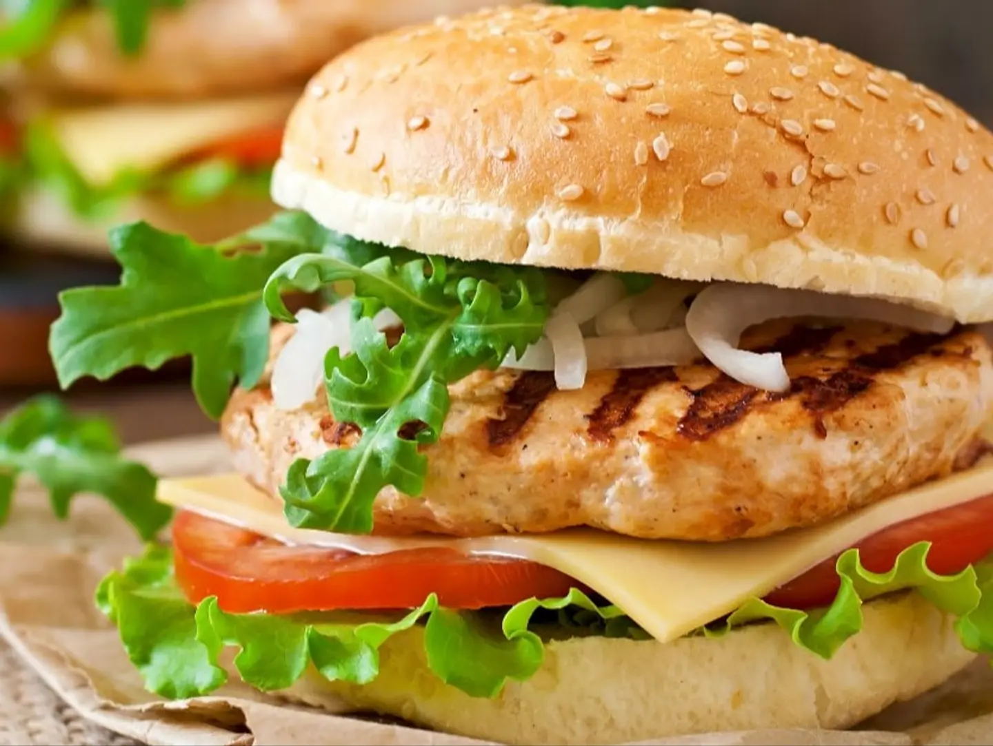 Griddle Cooked Chicken Burger Grilled