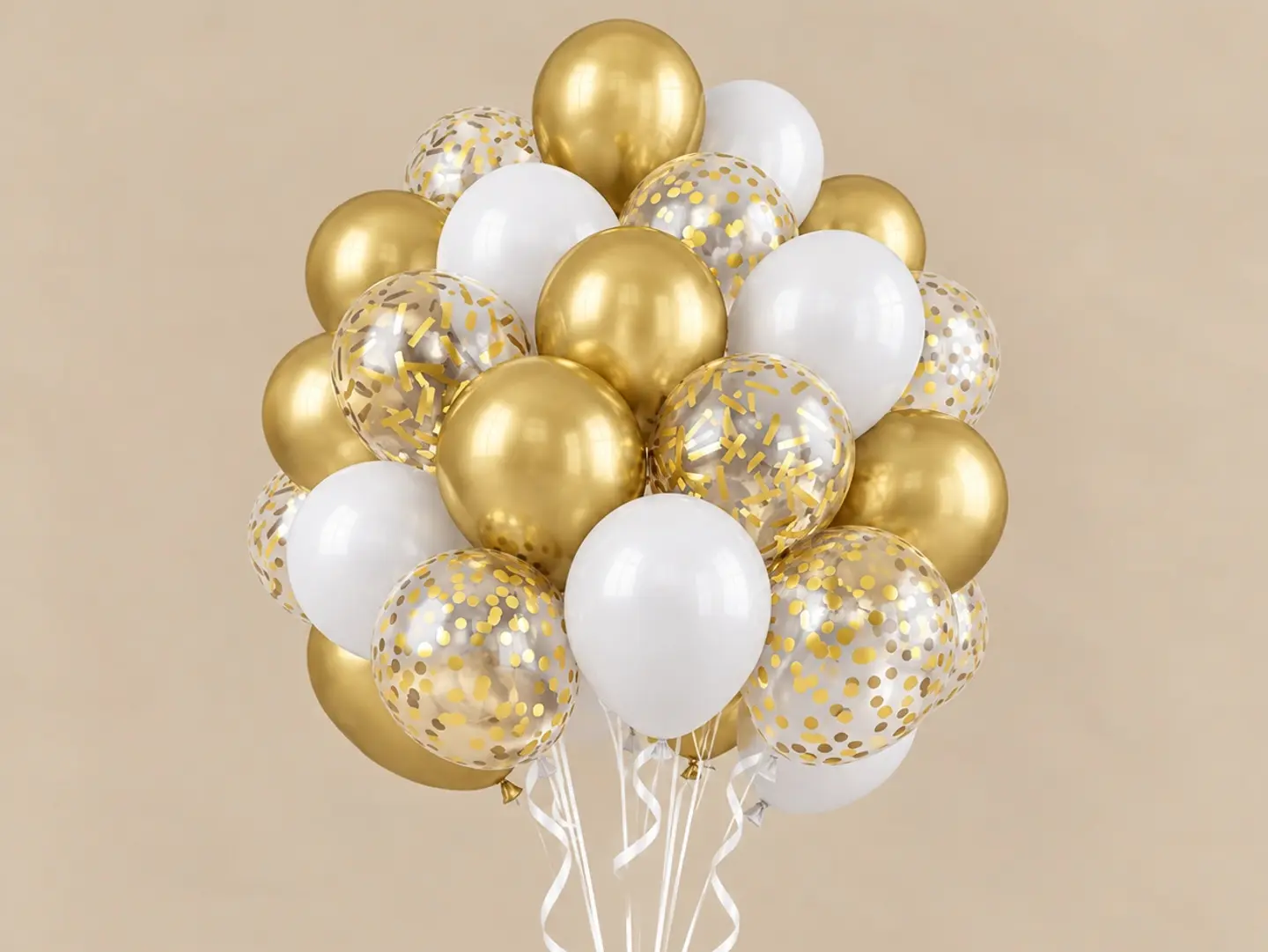 Gold & White Balloon Bouquet 6