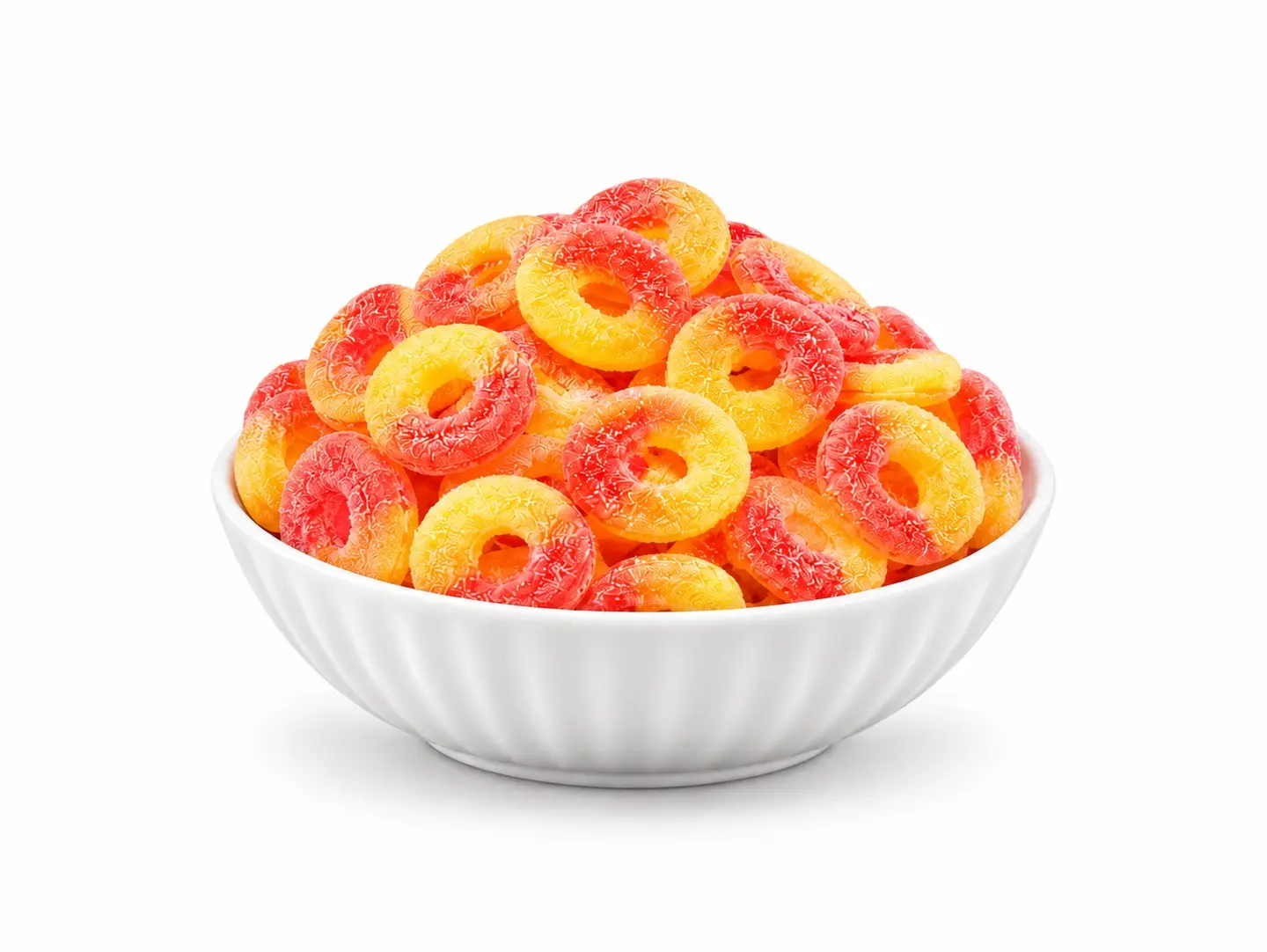 Red & Yellow Gummy Rings Peach 200g