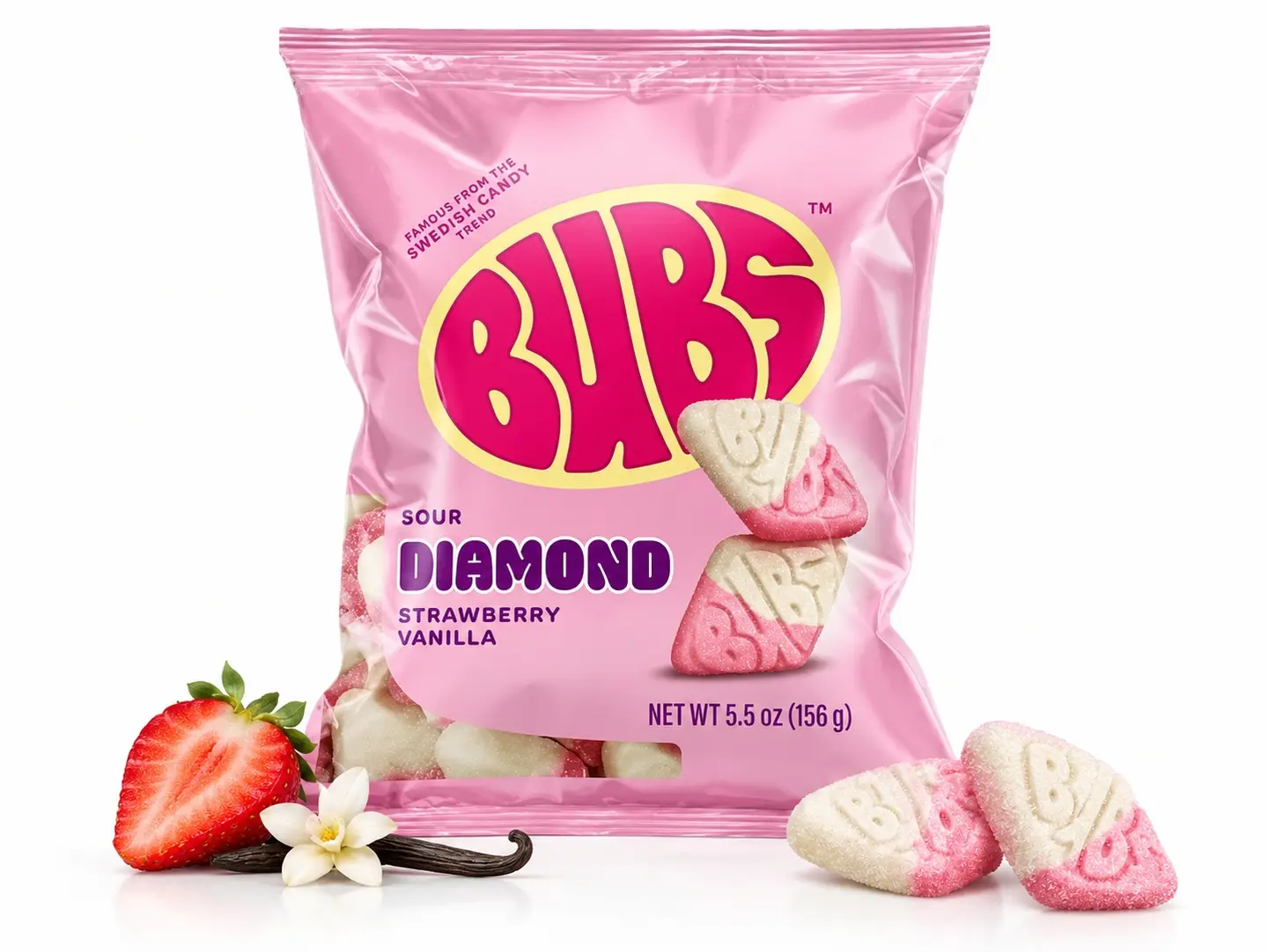 Bubs Sour Diamond Strawberry Vanilla