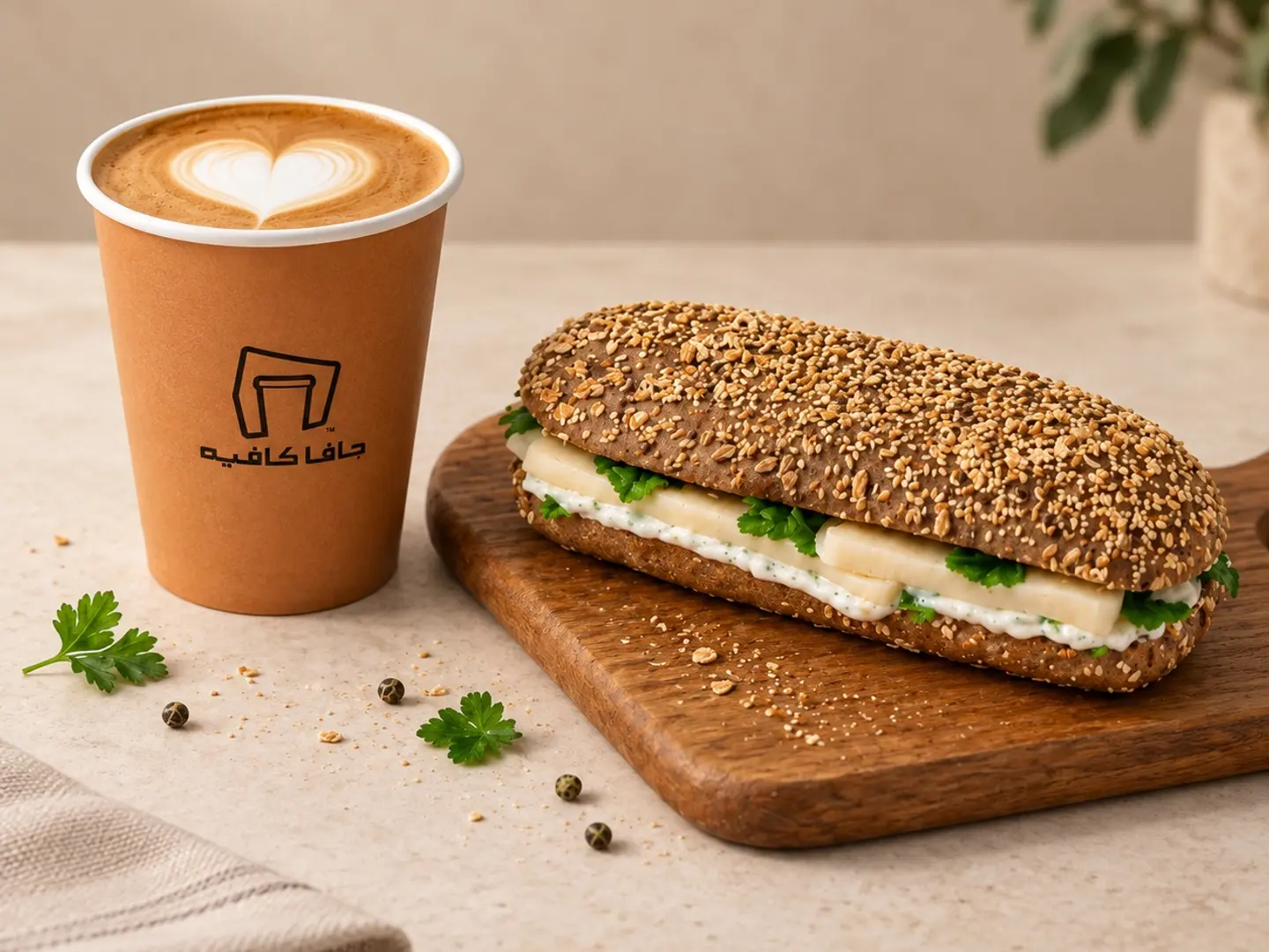 Cappuccino And Halloumi Sandwich