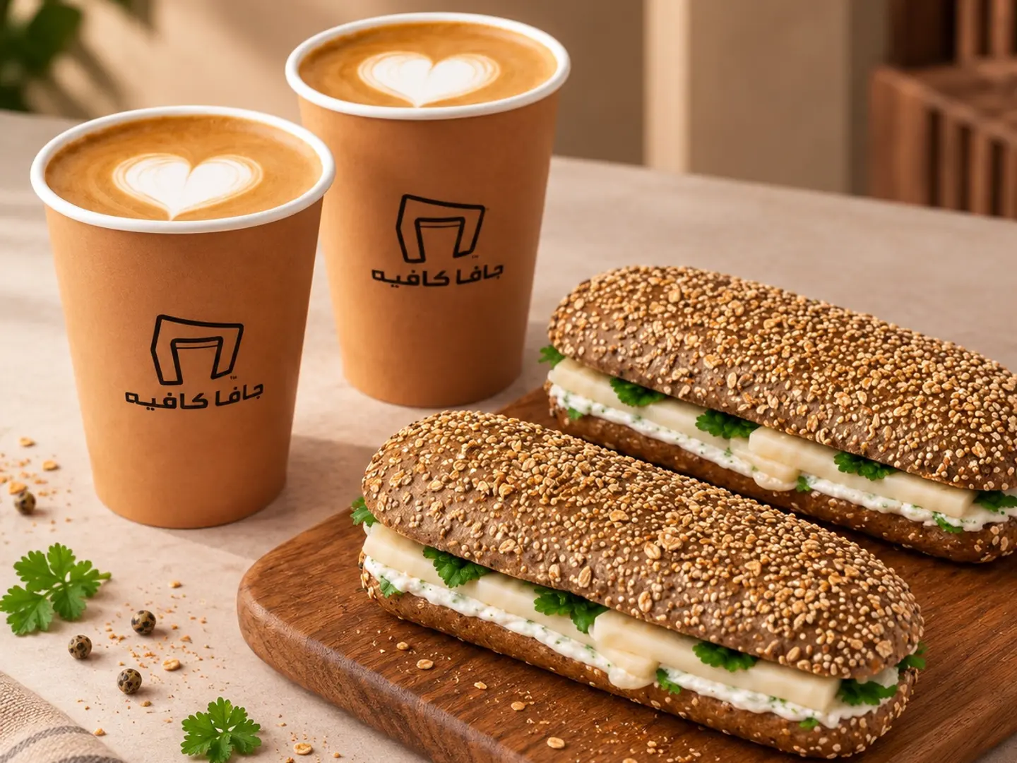 Buy 2 Cappuccino And 2 Halloumi Sandwiches