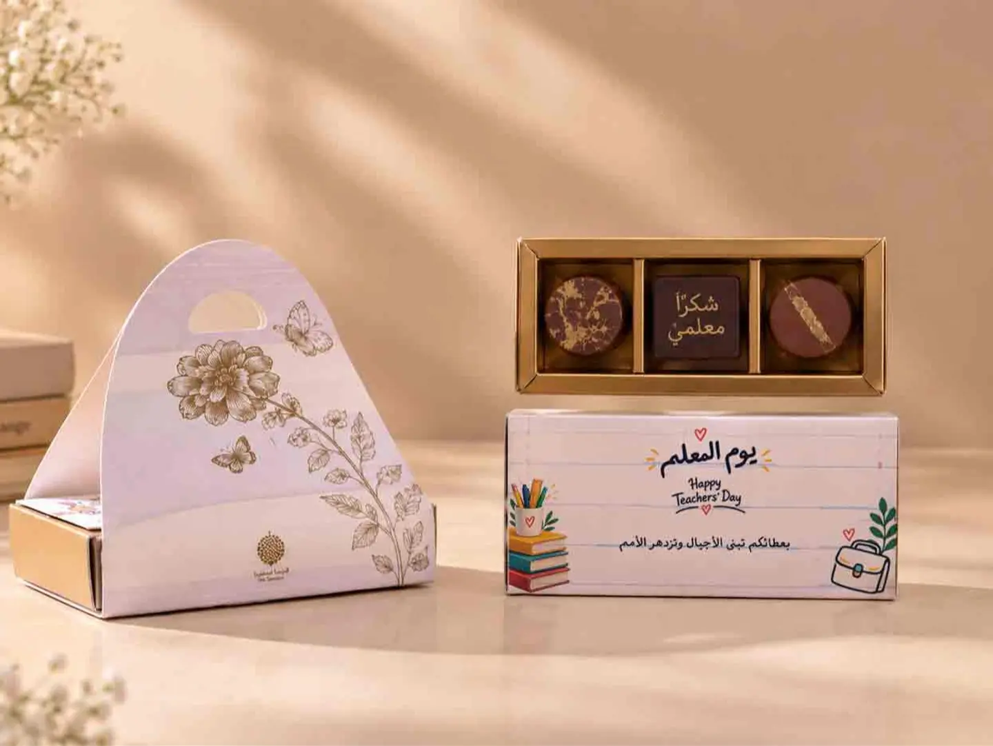 توزيعات يوم المعلم 3 قطع شوكليت