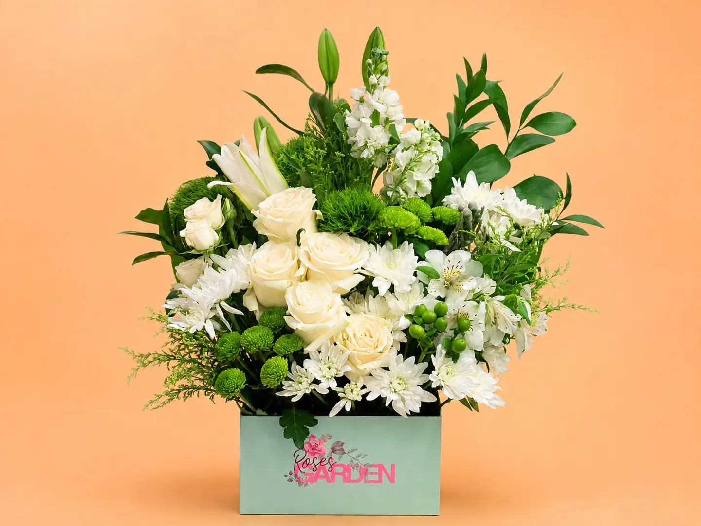Luxury National Day Flower Box White & Green