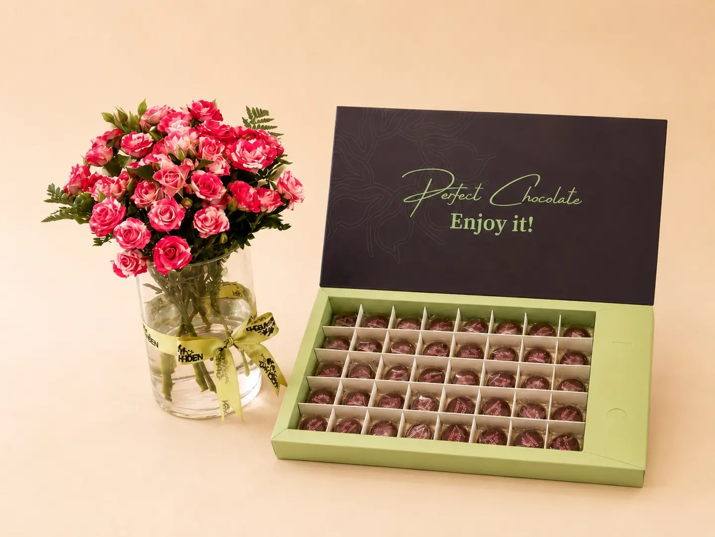 Flower Vase With Luxury Chocolate Box