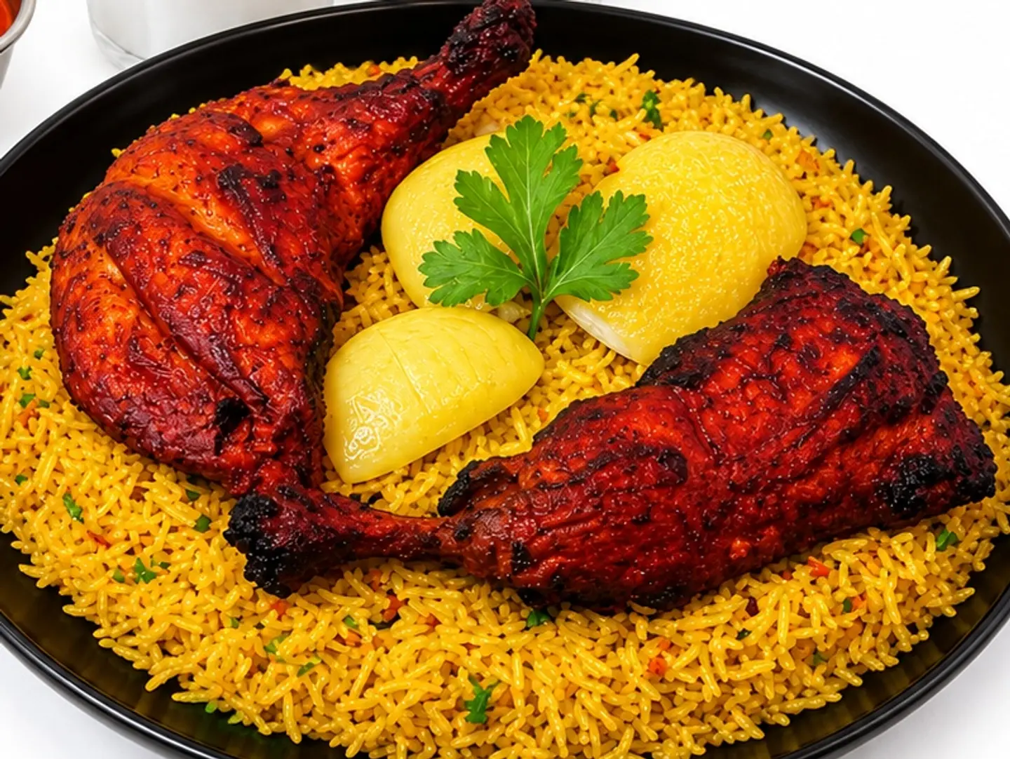رز برياني مع نص دجاج تندور