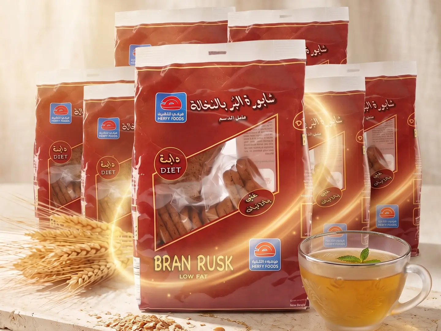 Brown Rusk Carton With Bran 8 Pkts
