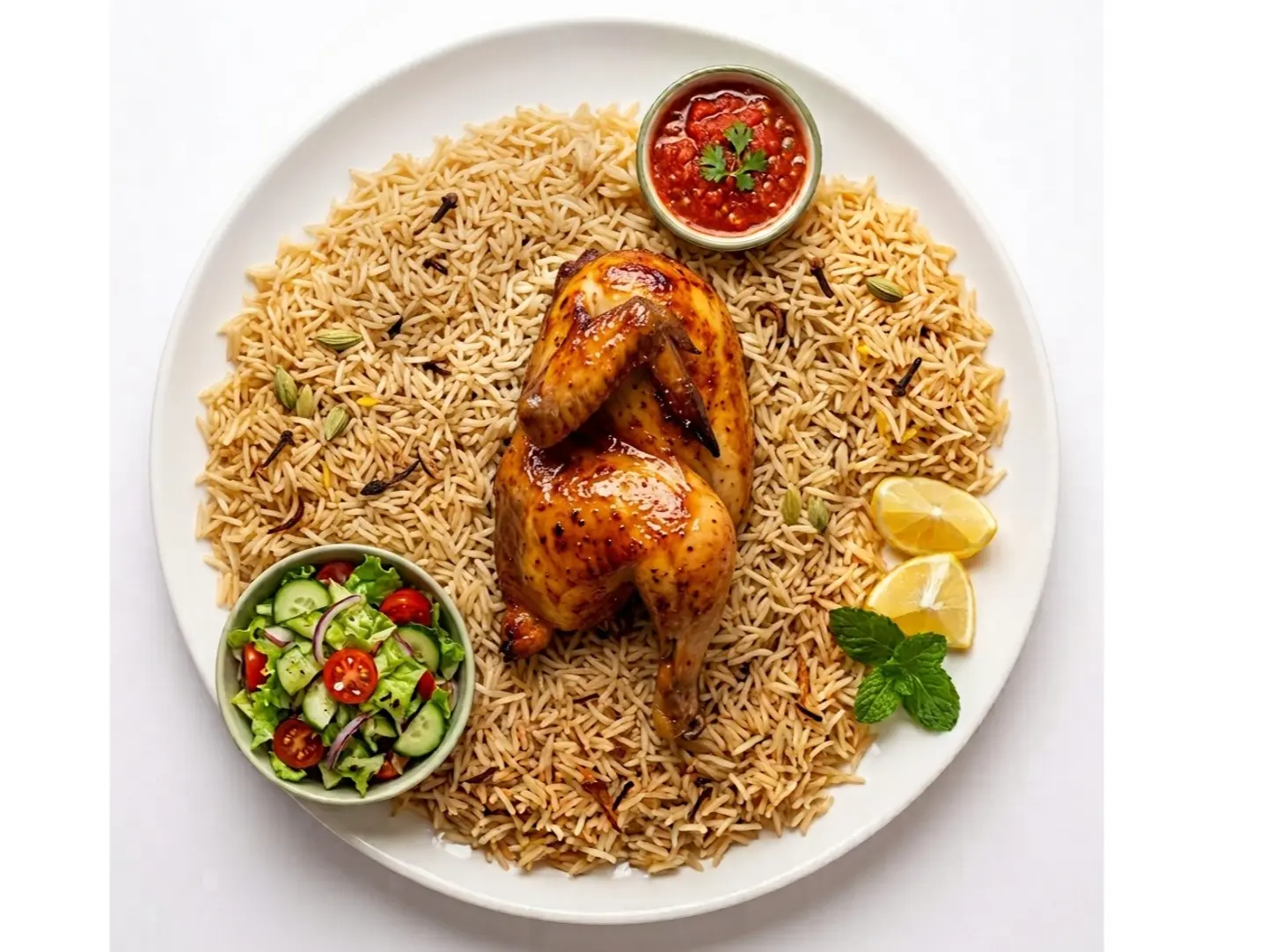 Half Grilled Chicken With Mandi Rice