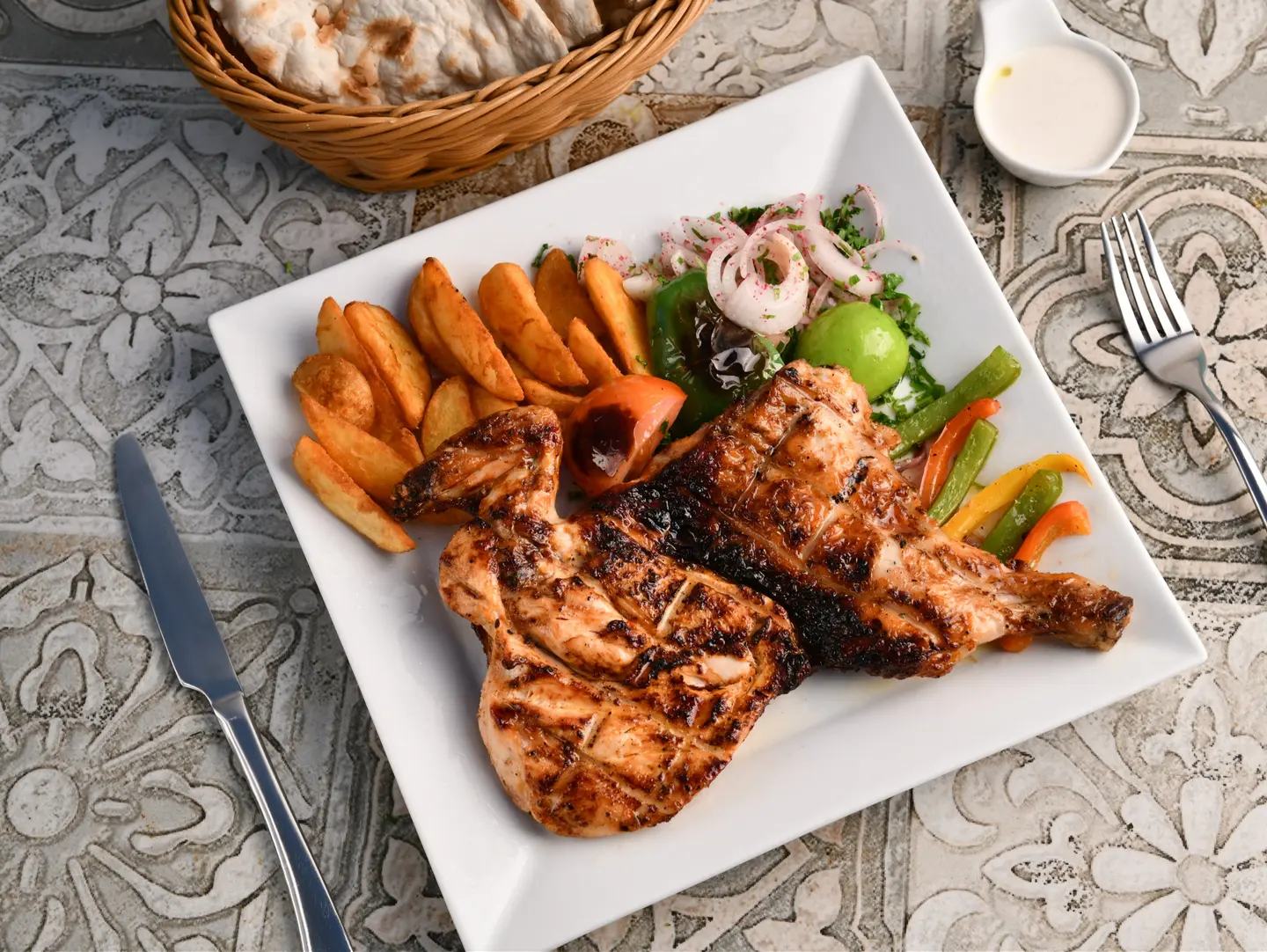 Charcoal Grilled Chicken With Potatoes
