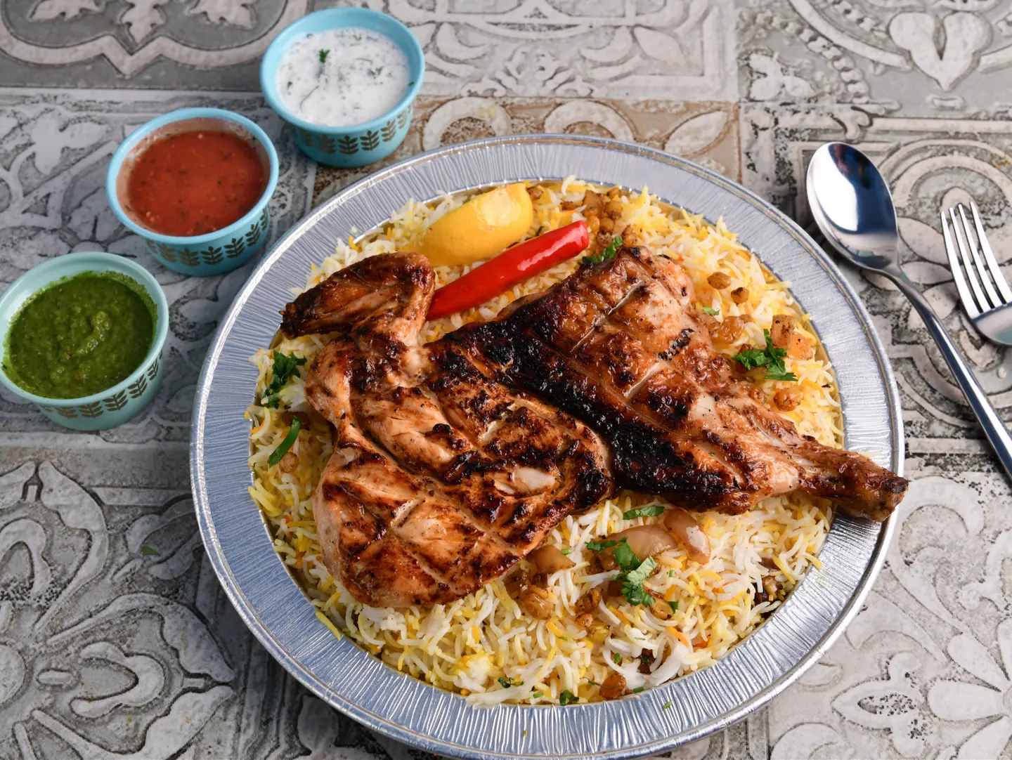 Charcoal Grilled Chicken With Rice