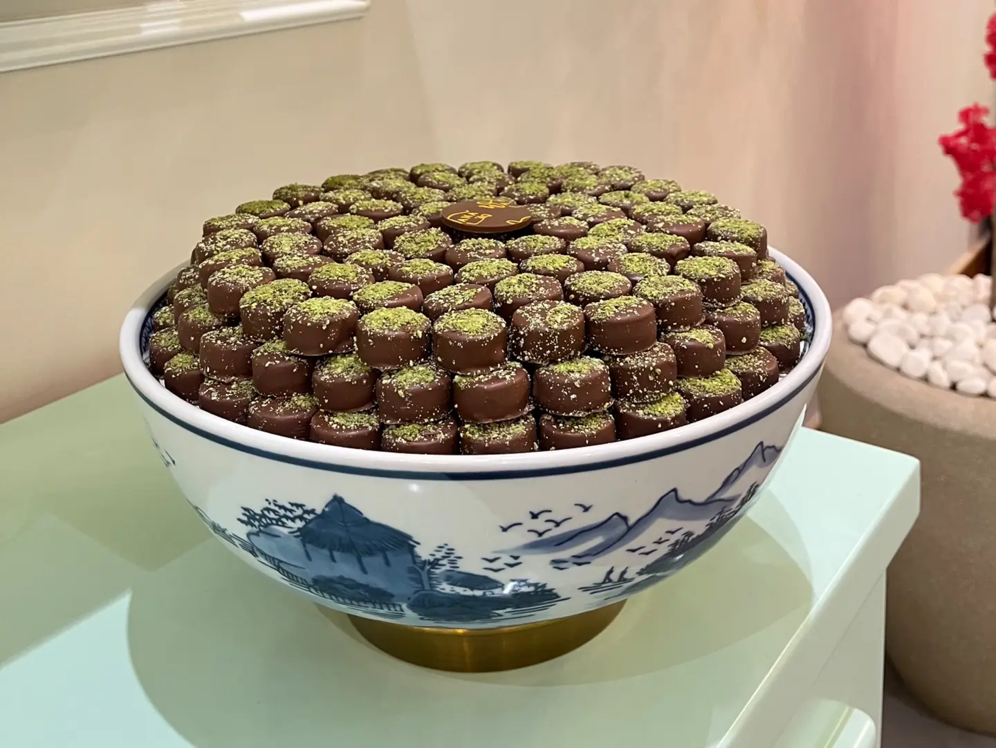 Blue Patterned Tray With Copper