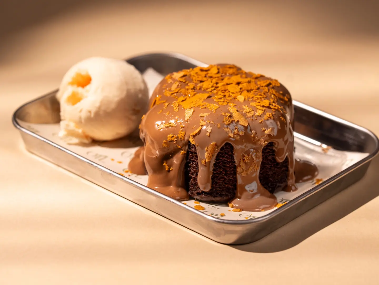 Molten Cake With Ice Cream