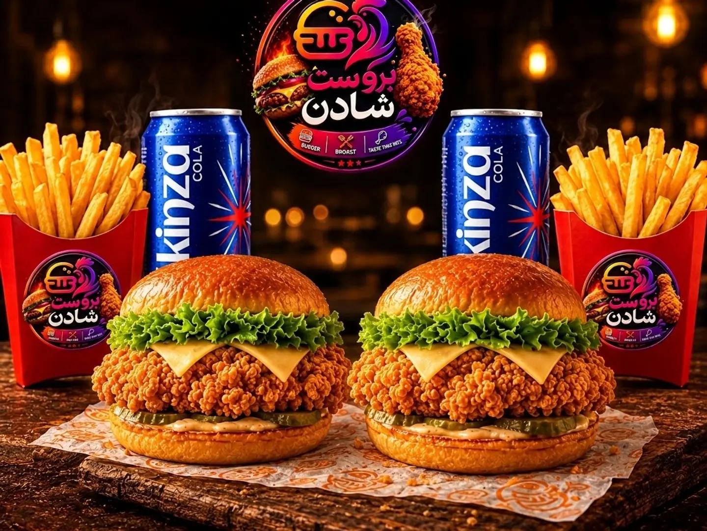2 برجر كرسبي 2بطاطس مقلية 2 بيبسي