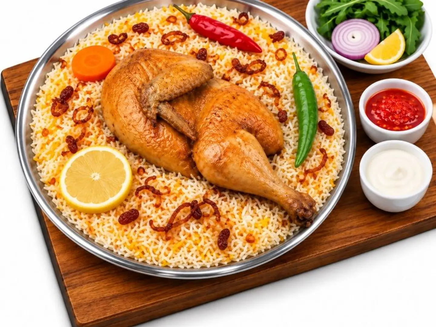 نص دجاج محمر - ارز مثلوثة شعبي