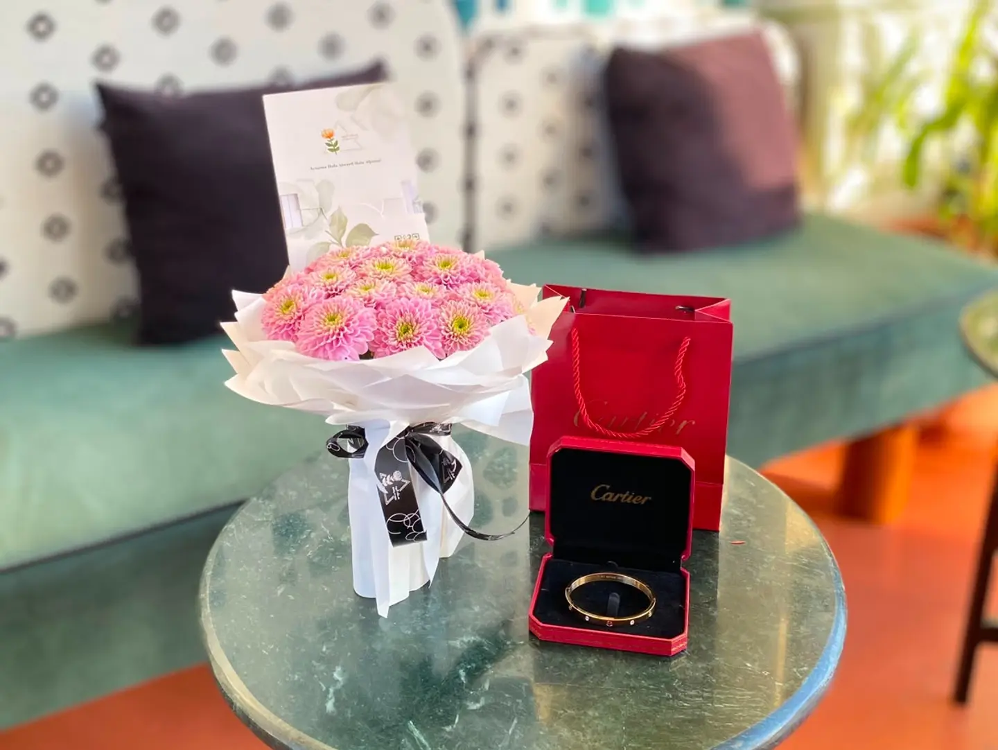 Baby Bouquet With Cartier Gold Bracelet 8