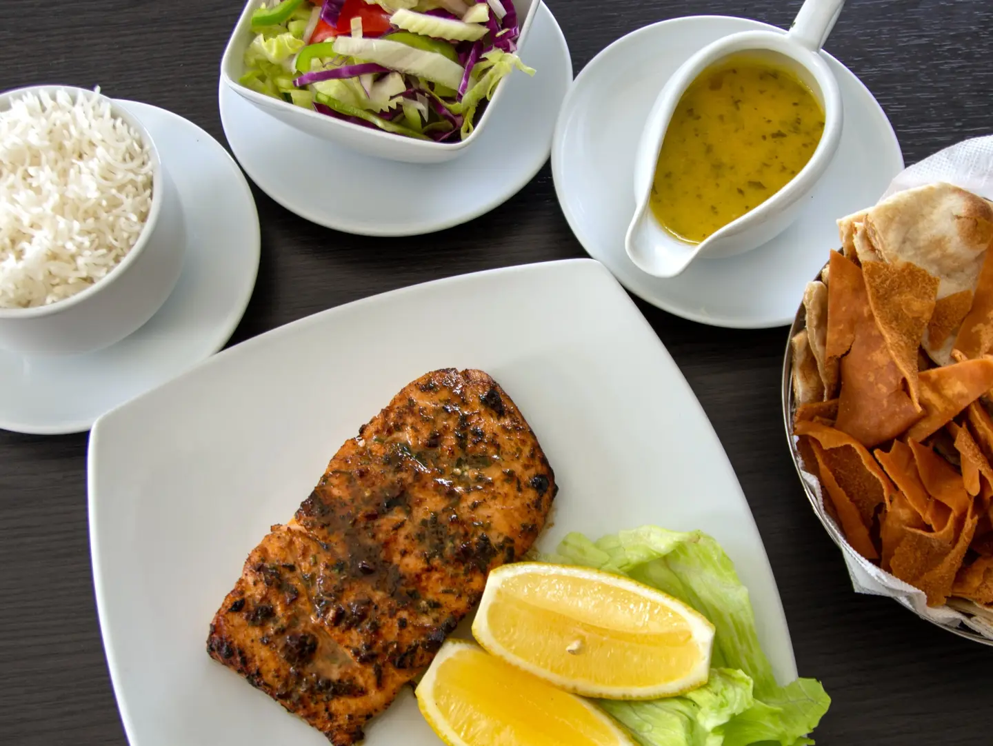 Salmon Fillet With White Rice & Salad