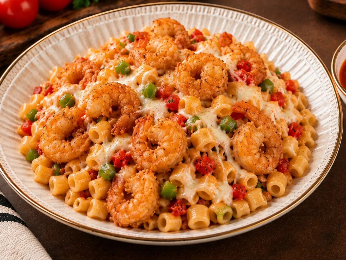 Pasta Al Chef With Fried Jumbo Shrimp
