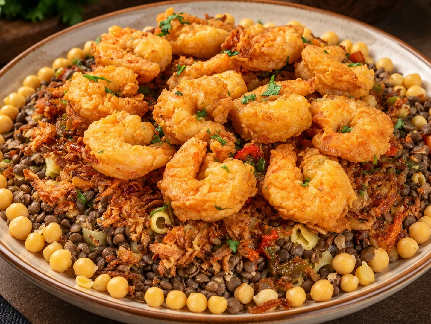 Koshary Chef With Fried Jumbo Shrimp - Small