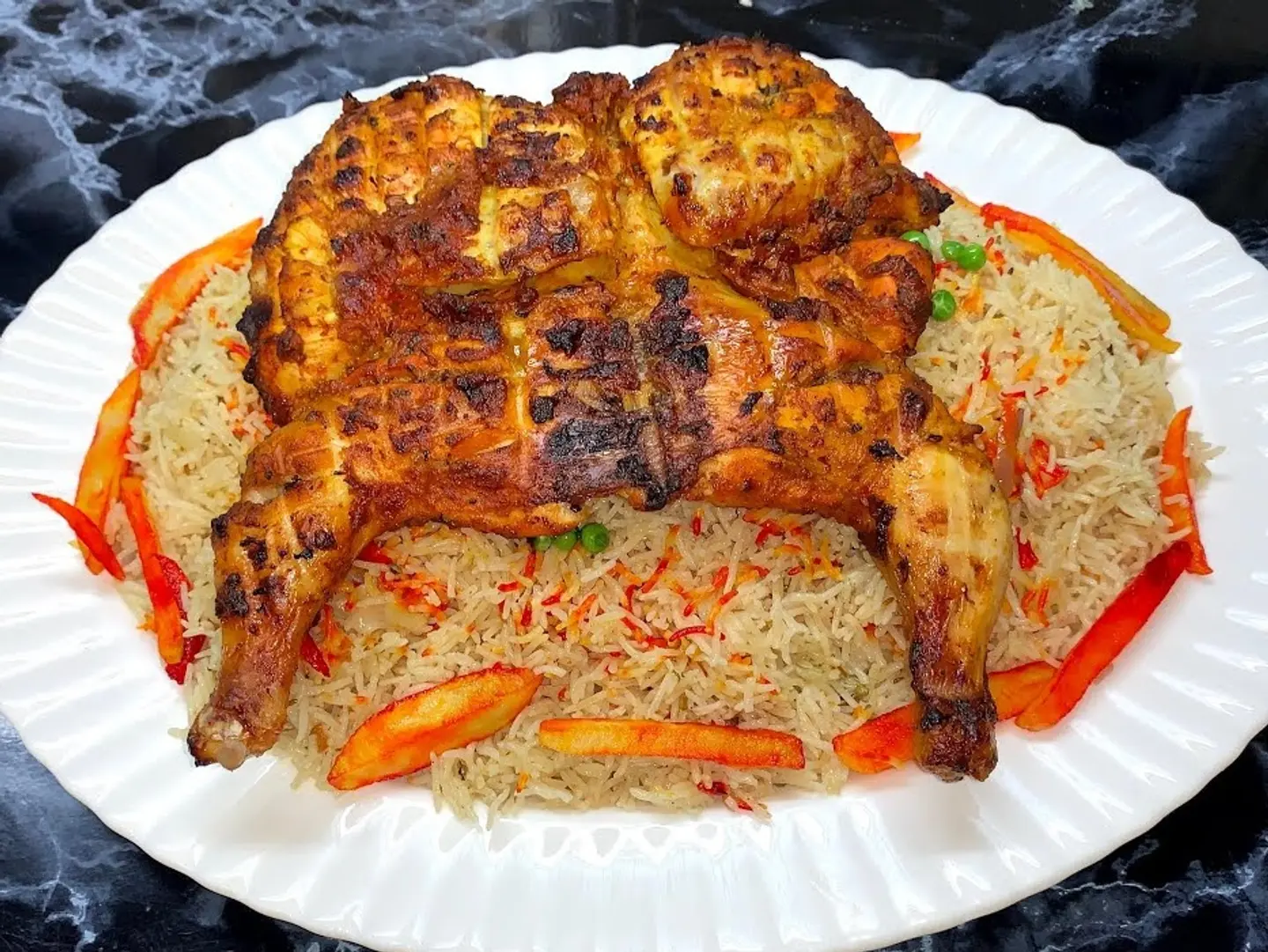 Whole Charcoal Grilled Chicken With Rice