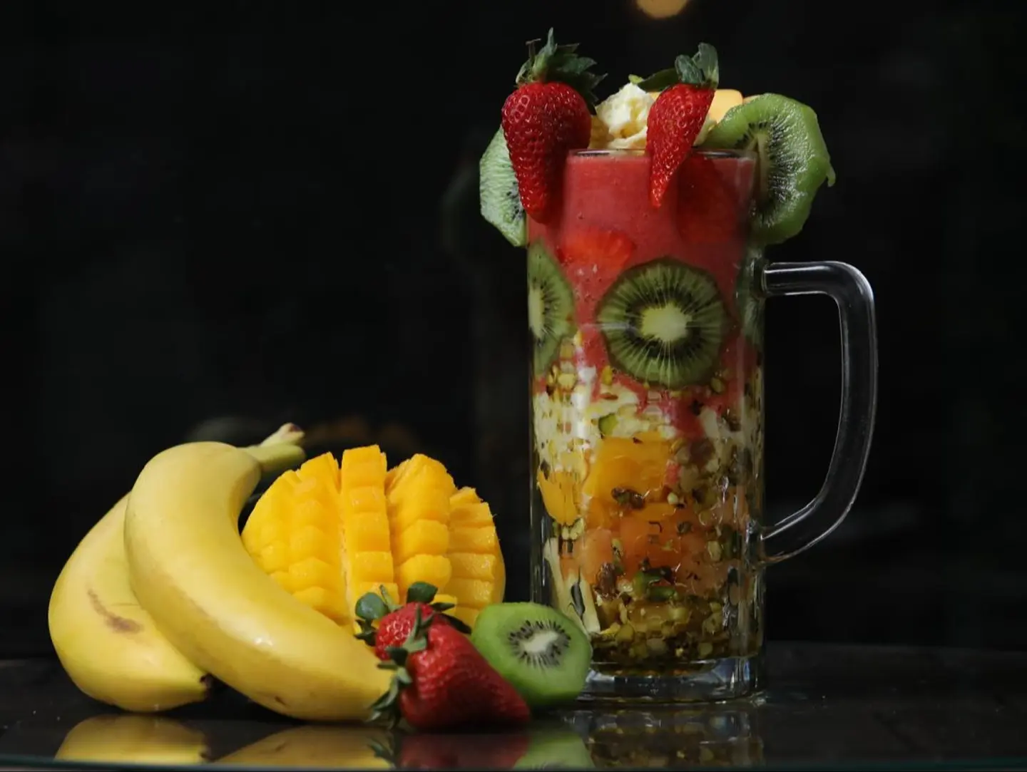 Tropical Mix With Pieces Of Fruit  Honey And Cream