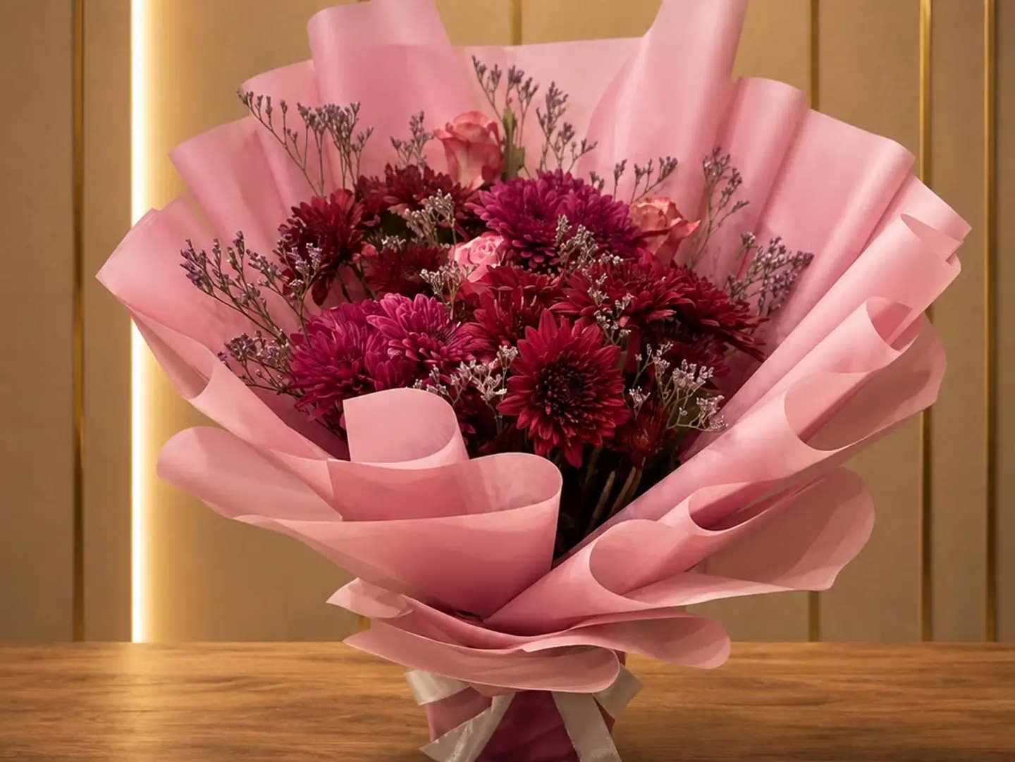 Bouquet Of Roses And Chrysanthemums