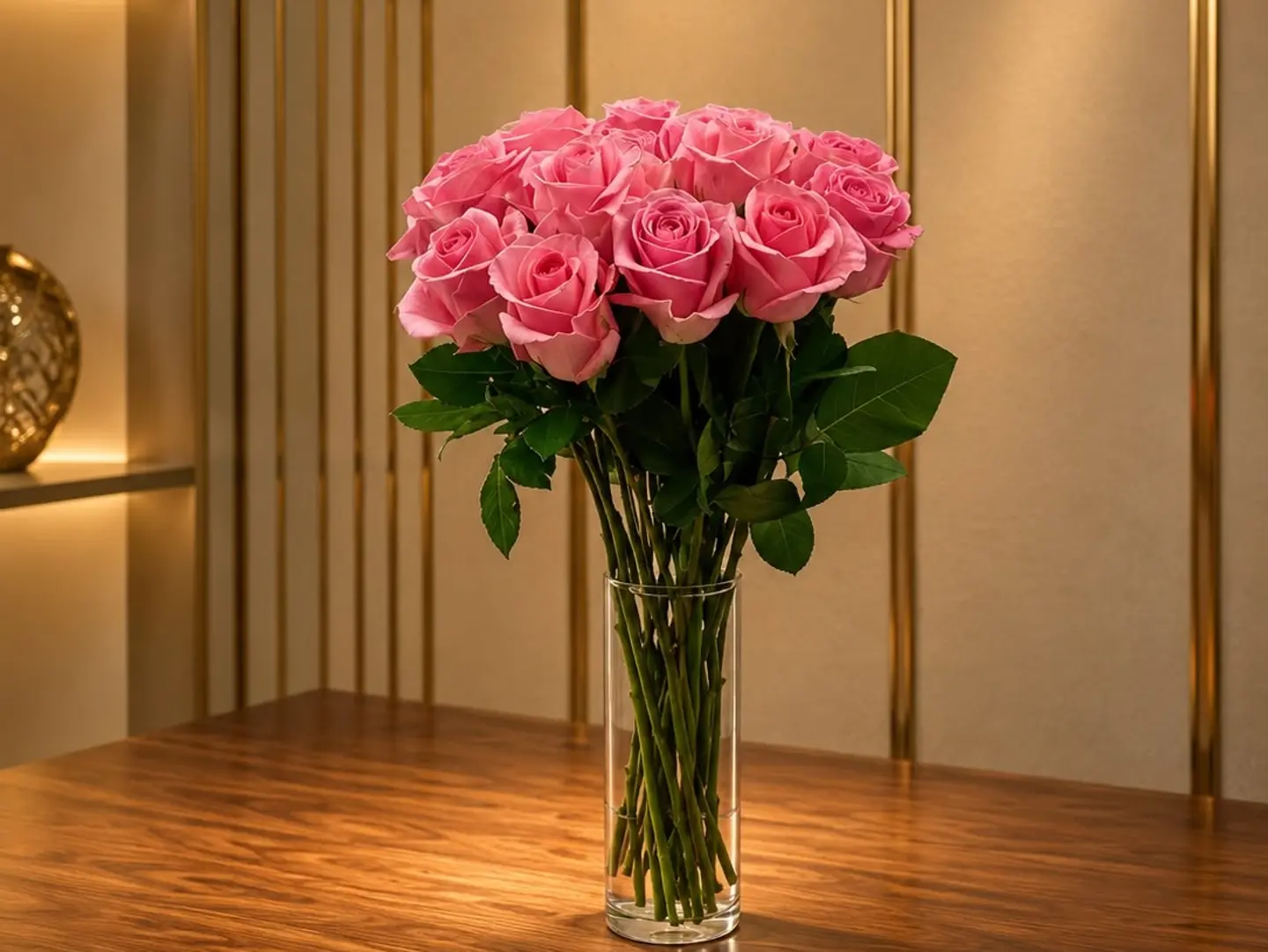 Pink Damask Rose 15 Pieces