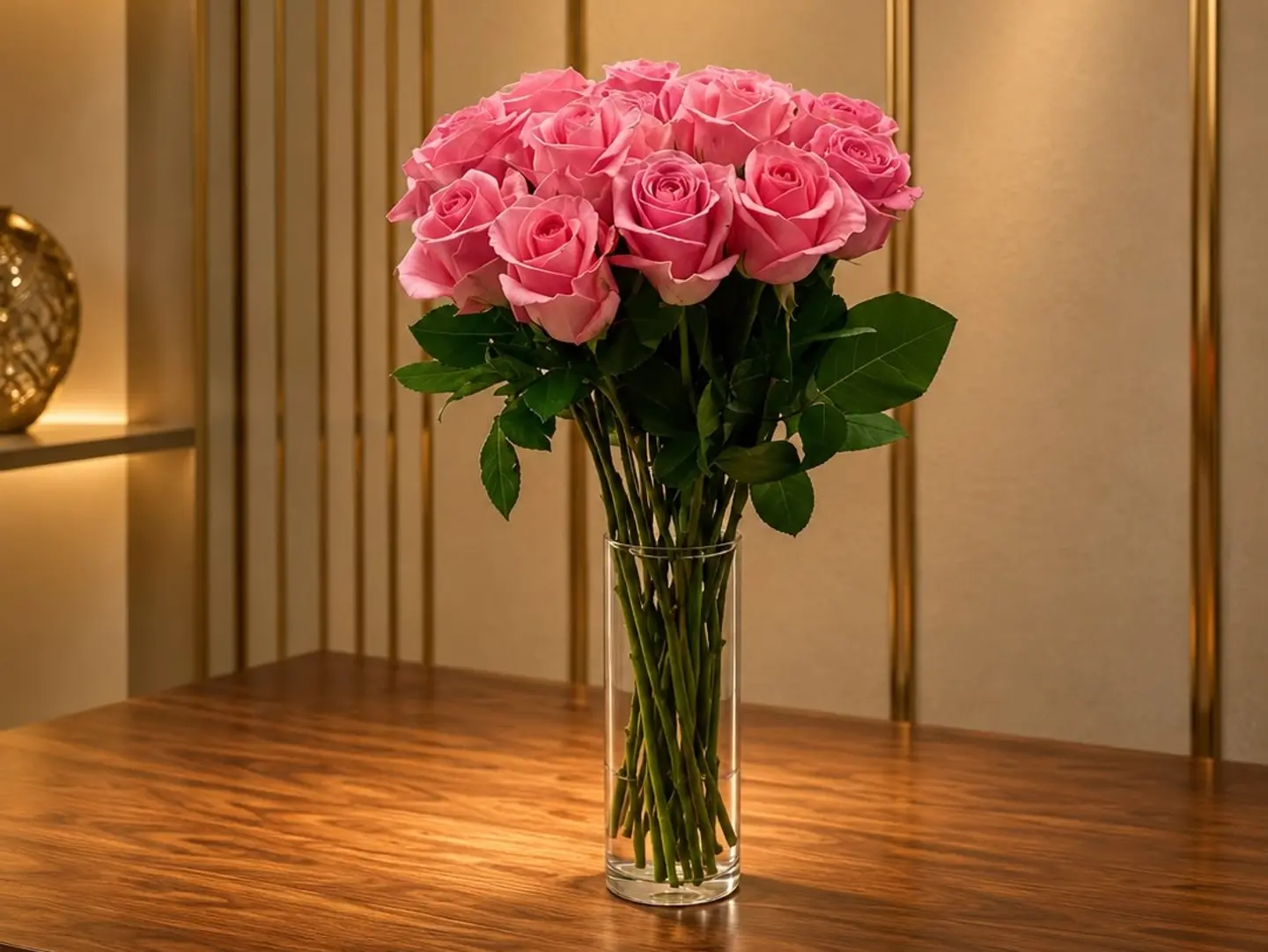 Pink Damask Rose 15 Pieces