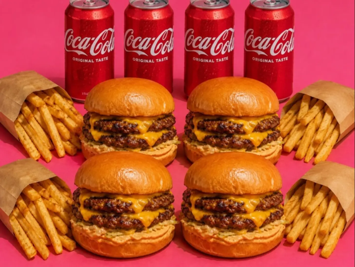 4 Burger Beef +4 Fries+4 Coca Cola