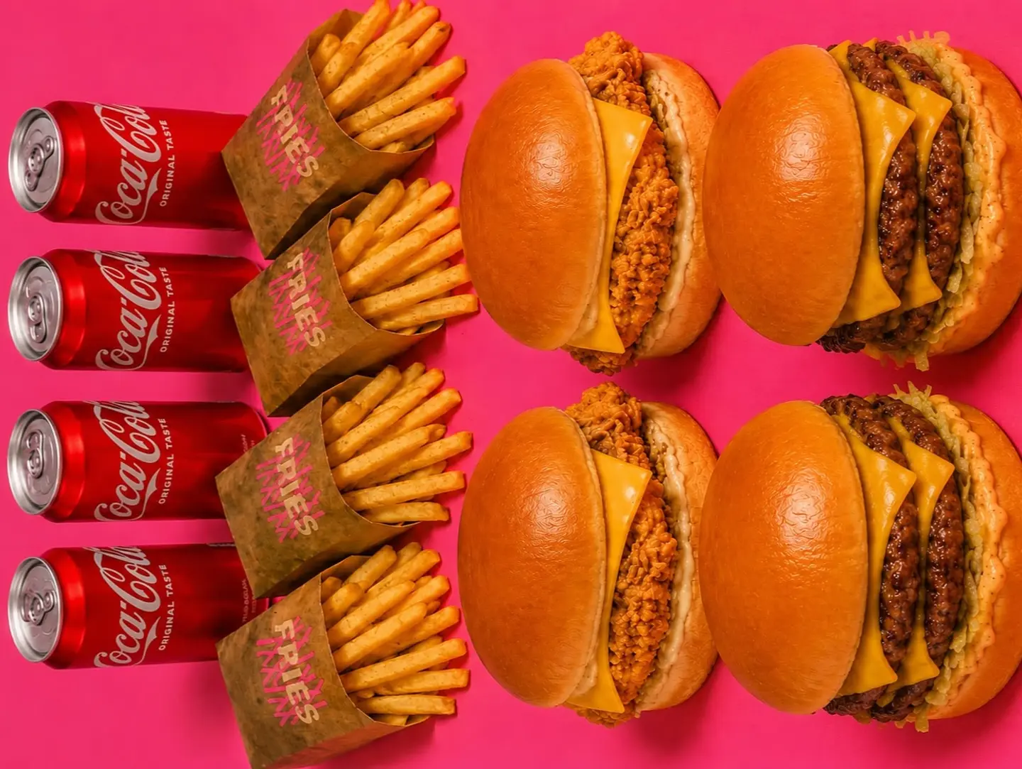 2 Chicken Burger+2 Beef Burger+4 Fries+4 Cola
