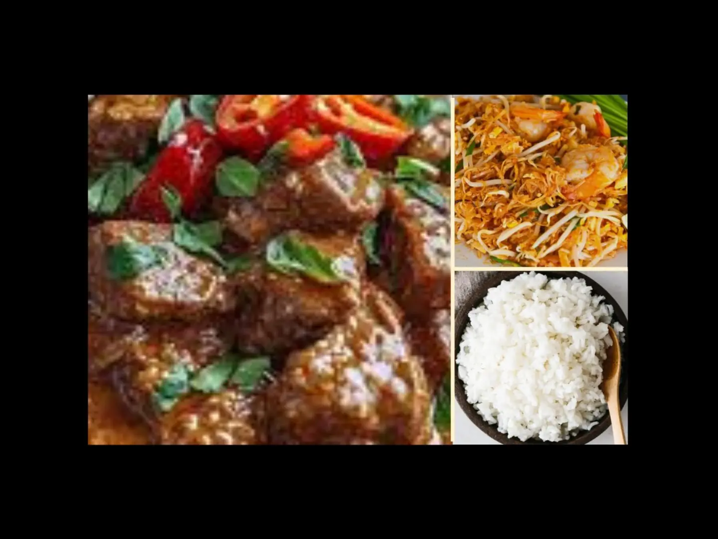 وجبة كاري اللحم الكريمي مع نودلز الأرز المقلية