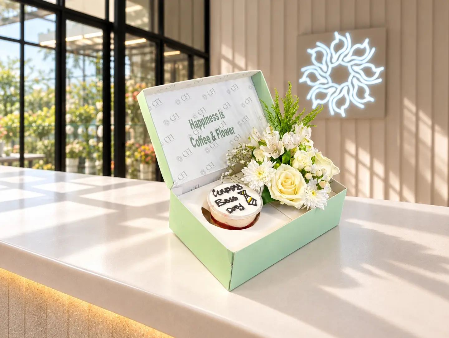 Boss Day Cupcake And Flower