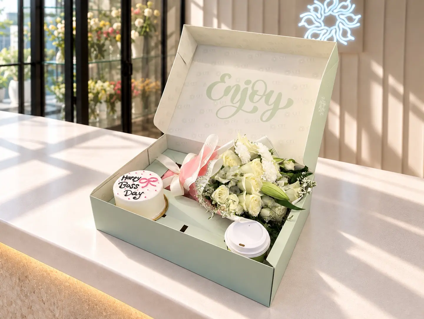 Large Box (Flowers, Coffee, Bento Cake) 4 Boss Day