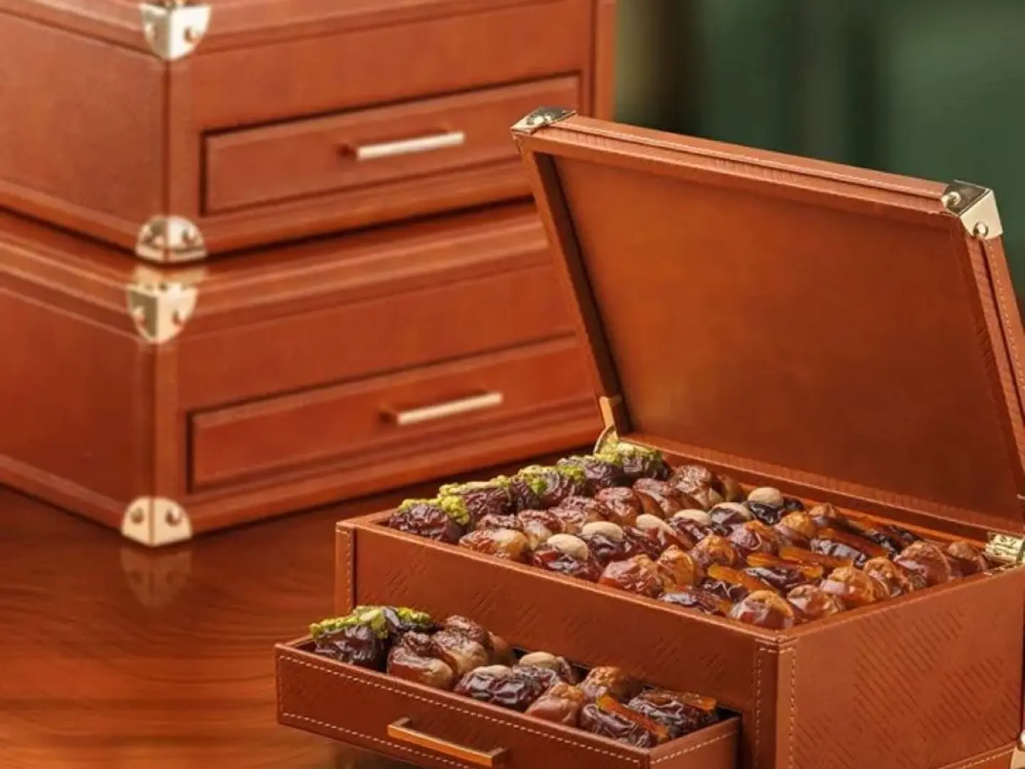 Premium Leather Drawer Dates Gift Box - Small