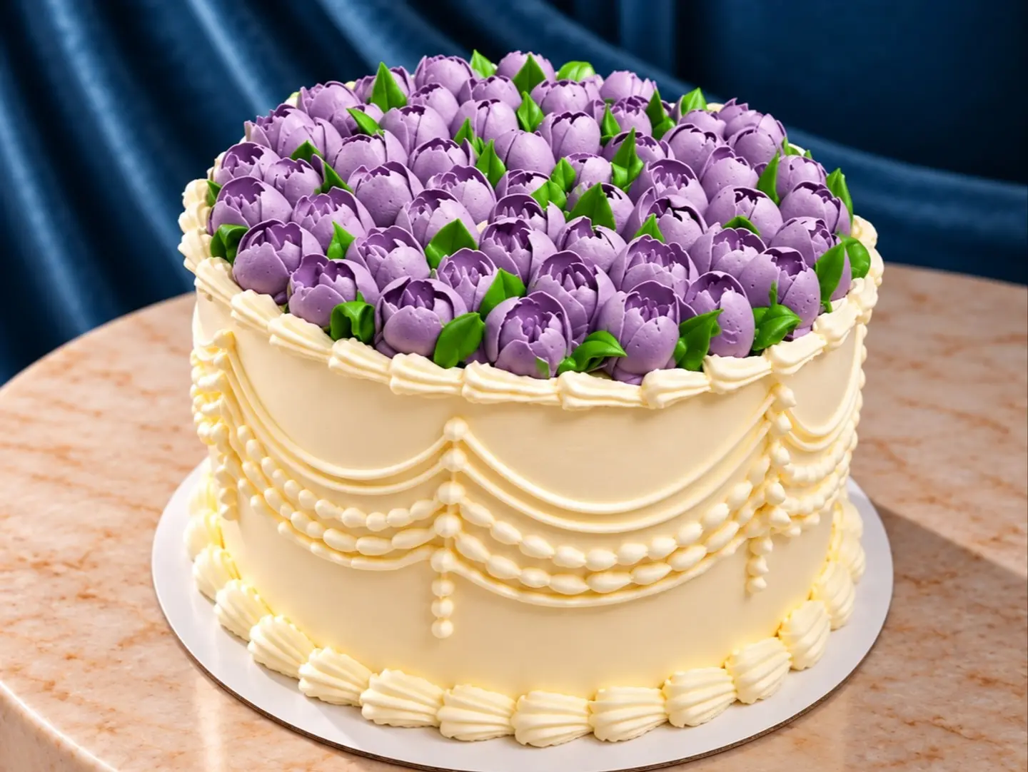 Purple Flower Bouquet Cake