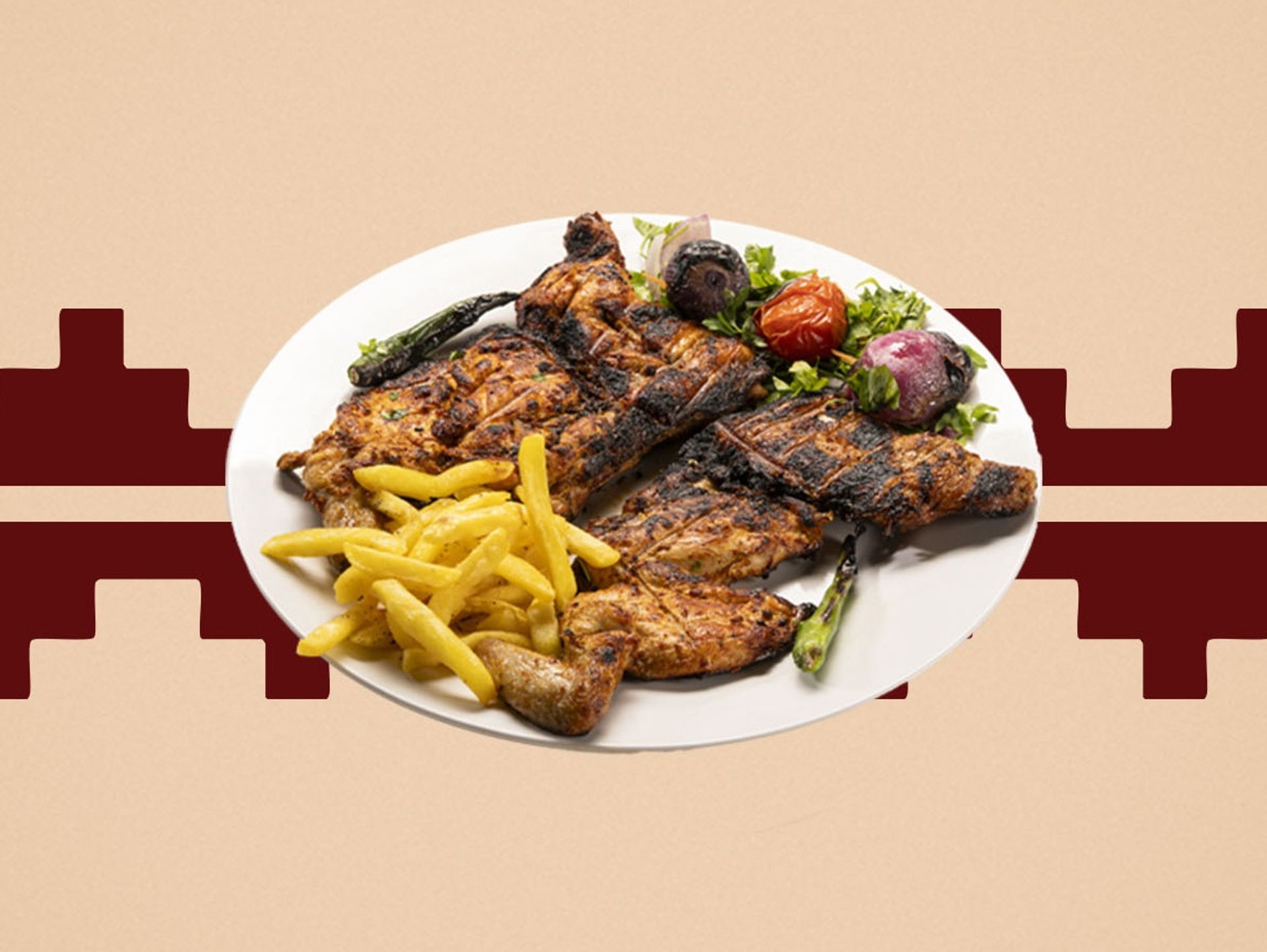 دجاج على الفحم مع البطاطس - نص