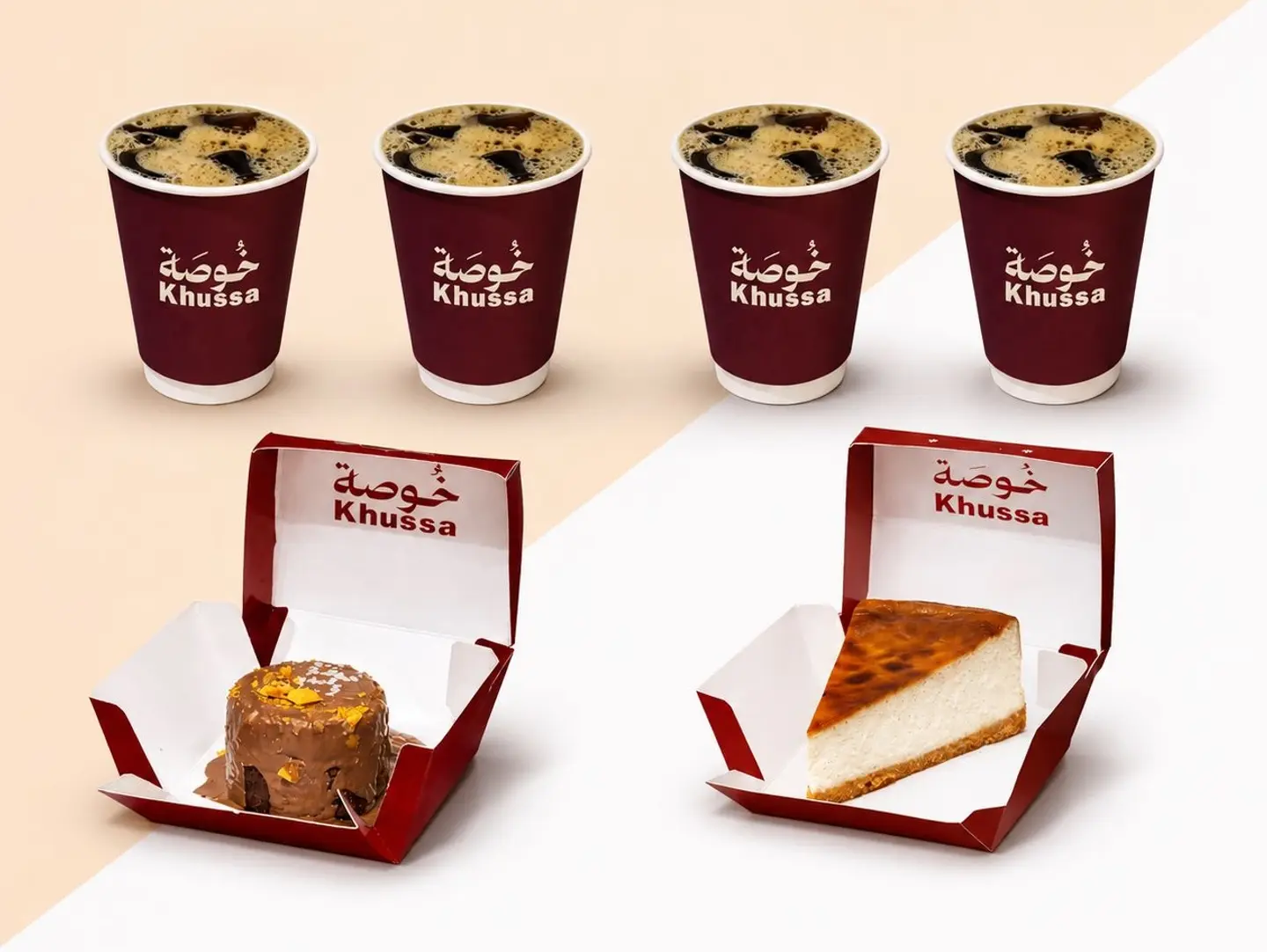 4 Iced Coffee Of The Day + 1 Madrid Cheesecake And 1 Khussa Cake