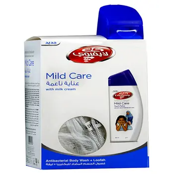 لايف بوي غسول جسم عناية ناعمة مضاد للبكتريا مع ليفة 300مل