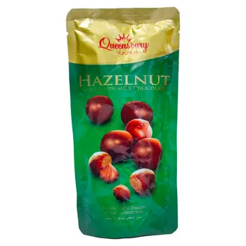 كوينزبوري بندق مغطى بشوكولاتة الحليب 90جرام