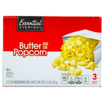 Essential Everyday Natural Butter Popcorn 3 Bags