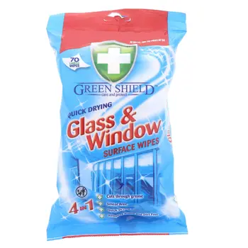 Green Shield Quick-Drying Glass Wipes 70 Pieces