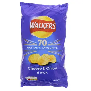 Walkers Cheese & Onion Chips 6x25g