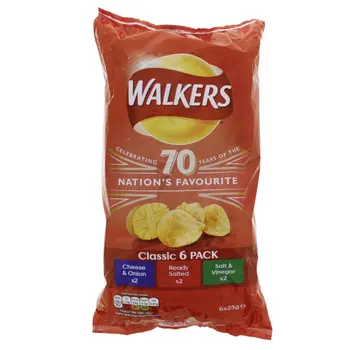 Walkers Classic Chips Variety Pack 6x25g