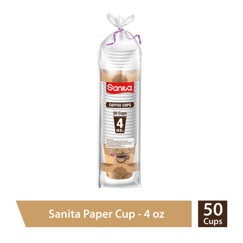Sanita White Paper Coffee Cups 50x4oz
