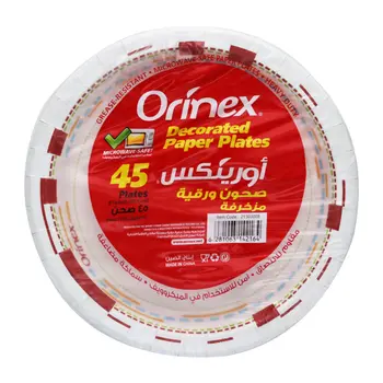 Orinex Decorated Microwave-Safe Paper Plates 45 Pieces
